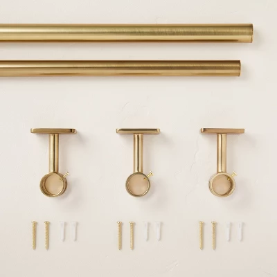 Classic Steel Curtain Rod With Antiqued Brass Finish - Hearth & Hand™ With Magnolia 2 Classic Steel Curtain Rod With Antiqued Brass Finish - Hearth & Hand™ With Magnolia - Image 2