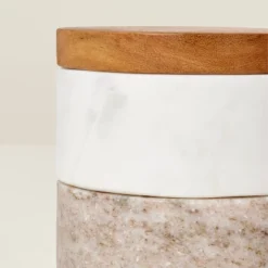 3pc Marble Stacking Salt & Pepper Cellar White/Warm Gray - Hearth & Hand™ With Magnolia -Household Promotion Series GUEST 1511b512 a04d 4638 8b56 b59f269aa4b2