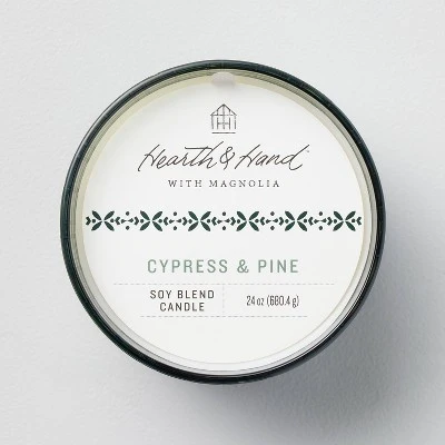 Textured Glass Cypress & Pine Jar Christmas Candle Green 24oz - Hearth & Hand™ With Magnolia 2 Textured Glass Cypress & Pine Jar Christmas Candle Green 24oz - Hearth & Hand™ With Magnolia - Image 2