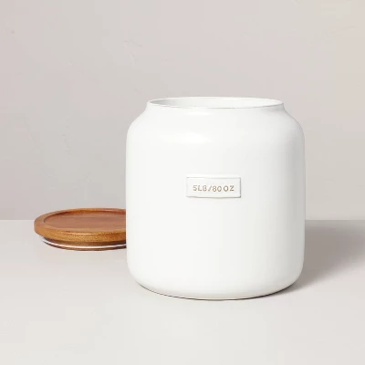 Dry Goods Stoneware Canister With Wood Lid Cream/Brown - Hearth & Hand™ With Magnolia 3 Dry Goods Stoneware Canister With Wood Lid Cream/Brown - Hearth & Hand™ With Magnolia - Image 3