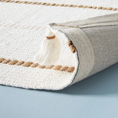 Bold Cross Stripes Tassel Rug Cream/Tan - Hearth & Hand™ With Magnolia 3 Bold Cross Stripes Tassel Rug Cream/Tan - Hearth & Hand™ With Magnolia - Image 3