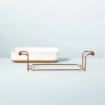 4.25qt Oven-to-Table Stoneware Baking Dish With Cradle Carrier Cream/Clay - Hearth & Hand™ With Magnolia 2 4.25qt Oven-to-Table Stoneware Baking Dish With Cradle Carrier Cream/Clay - Hearth & Hand™ With Magnolia - Image 2