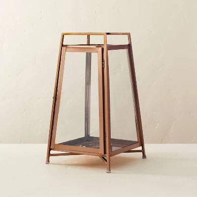 Raised Metal & Glass Pillar Candle Lantern Copper - Hearth & Hand™ With Magnolia 5 Raised Metal & Glass Pillar Candle Lantern Copper - Hearth & Hand™ With Magnolia - Image 5