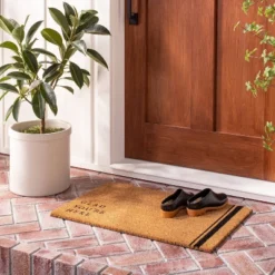 Glad You're Here Coir Doormat Tan/Black - Hearth & Hand™ With Magnolia