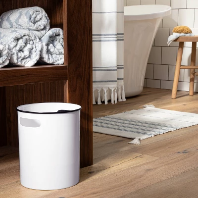 Metal Bath Wastebasket White/Black - Hearth & Hand™ With Magnolia 1 Metal Bath Wastebasket White/Black - Hearth & Hand™ With Magnolia