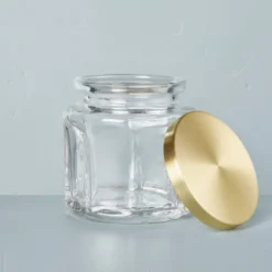 Sculpted Glass Canister Clear/Brass - Hearth & Hand™ With Magnolia 7 Sculpted Glass Canister Clear/Brass - Hearth & Hand™ With Magnolia -Household Promotion Series GUEST 71f281b6 258a 4b80 b1af 9a6bc3fbbc8f