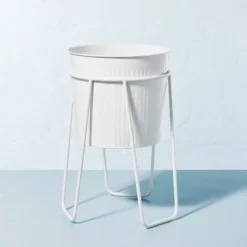 Powder-Coated Metal Planter White - Hearth & Hand™ With Magnolia -Household Promotion Series GUEST 735655e7 97fd 4c48 9b34 03a10412a7af