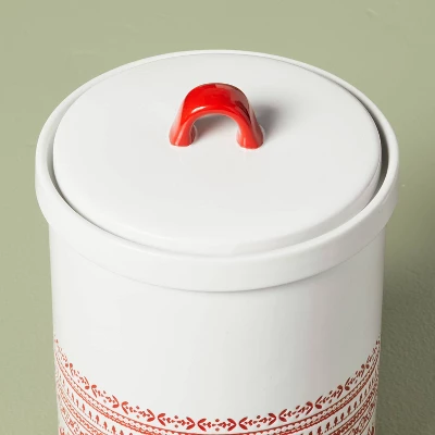 115oz Nordic Christmas Fair Isle Stoneware Cookie Jar Cream/Red - Hearth & Hand™ With Magnolia 2 115oz Nordic Christmas Fair Isle Stoneware Cookie Jar Cream/Red - Hearth & Hand™ With Magnolia - Image 2