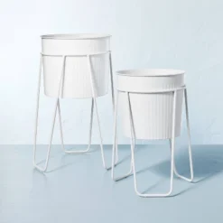 Powder-Coated Metal Planter White - Hearth & Hand™ With Magnolia -Household Promotion Series GUEST a76d978f dc8a 425b b1df a4a260c6b670