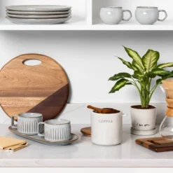 37oz Stoneware Coffee Canister With Wood Lid & Scoop Cream/Brown - Hearth & Hand™ With Magnolia -Household Promotion Series GUEST aef29b16 7bbe 4830 b428 8f782b26876d