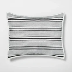 Textured Stripe Pillow Sham Dark Gray/Cream - Hearth & Hand™ With Magnolia -Household Promotion Series GUEST b0608181 3b6d 4688 8af4 76eb9e213a88
