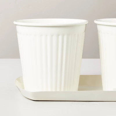 Fluted Metal Window Sill Planter Tray Cream - Hearth & Hand™ With Magnolia 2 Fluted Metal Window Sill Planter Tray Cream - Hearth & Hand™ With Magnolia - Image 2