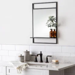 Bath Mirror With Shelf Black - Hearth & Hand™ With Magnolia