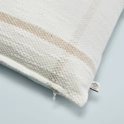 12"x30" Open Grid Lines Lumbar Throw Pillow Cream/Taupe - Hearth & Hand™ With Magnolia -Household Promotion Series GUEST cca4d0e7 7a26 469b 8704 00e59eb960cf