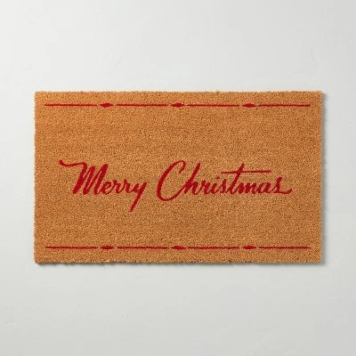 Merry Christmas Coir Doormat Tan/Red - Hearth & Hand™ With Magnolia 3 Merry Christmas Coir Doormat Tan/Red - Hearth & Hand™ With Magnolia - Image 3