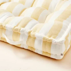 Bold Stripe Indoor/Outdoor French Floor Cushion Gold/Cream - Hearth & Hand™ With Magnolia -Household Promotion Series GUEST ea808b39 8085 407e 9032 7540289c1f55